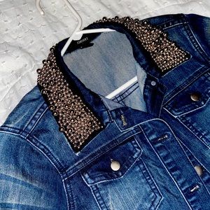 Forever 21 Jean Jacket with Collar Beading